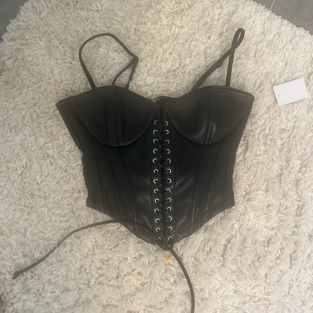 Good American Black Lace-Up Corset